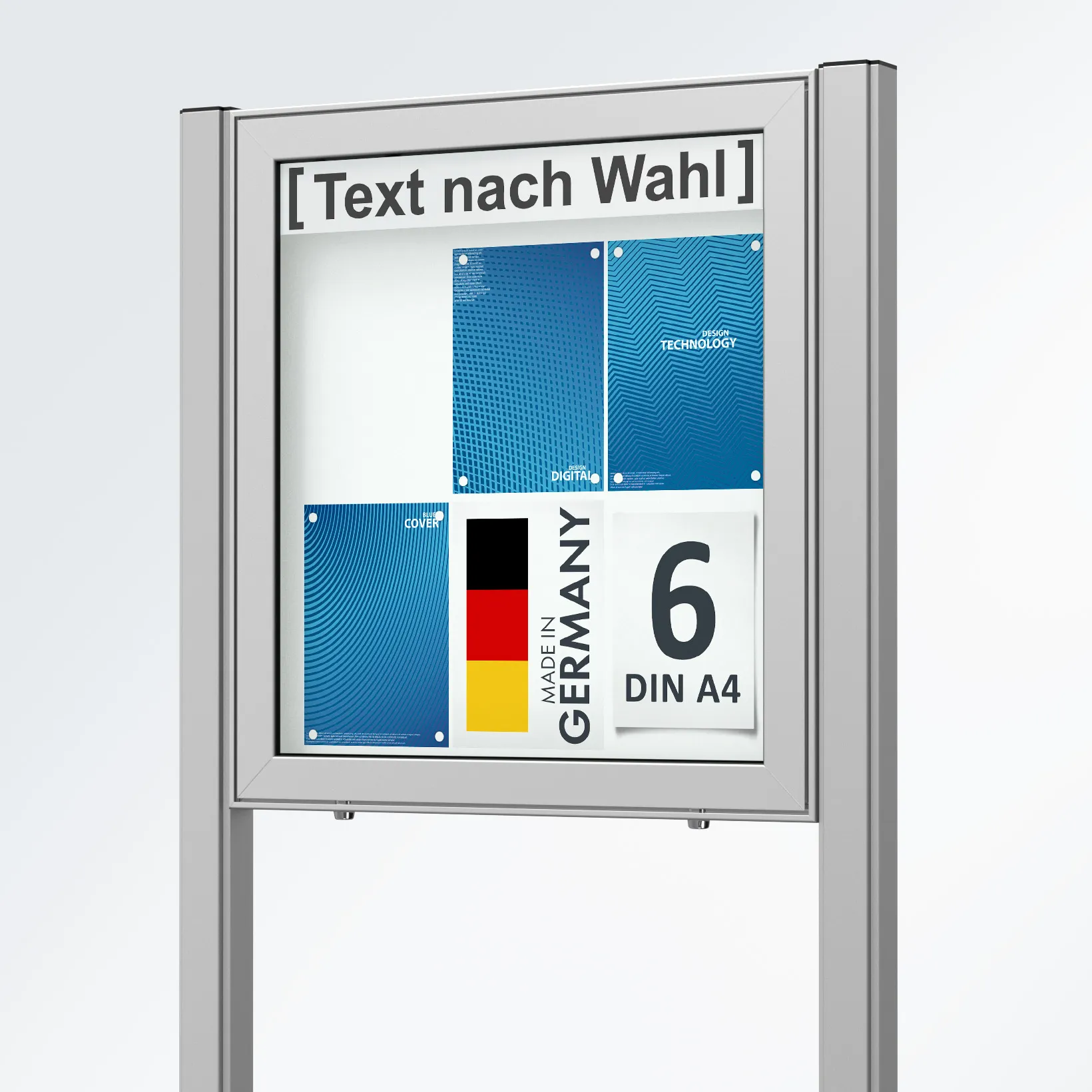 6 x DIN A4 Schaukasten Planus - mit Standbeinen