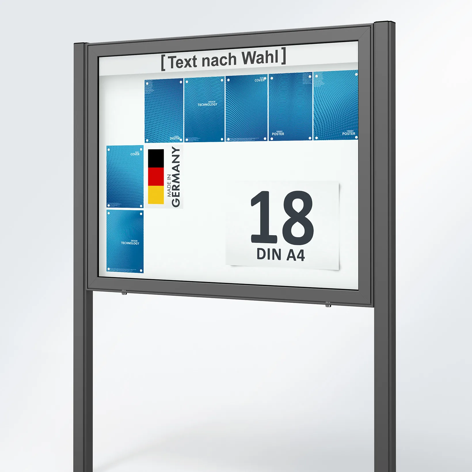 18 x DIN A4 Schaukasten Planus - mit Standbeinen - DB 703 (anthrazit)